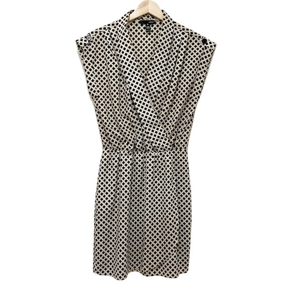 Aqua Dresses & Skirts - Aqua Dress Womens XS  Sleeveless  Faux Wrap Blouson Diamond Print Black Tan